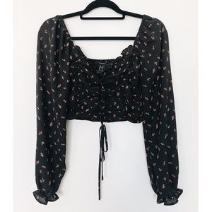 Cropped Long Sleeve with Crisscross Opening